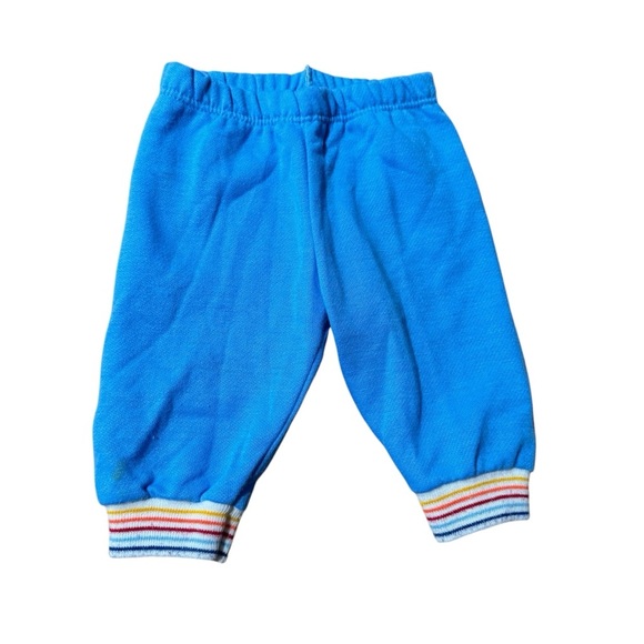VTG Baby Boys Football Baby League Blue Sweatpants Sz 1/2 (6-9 Months) Rainbow - Picture 1 of 6